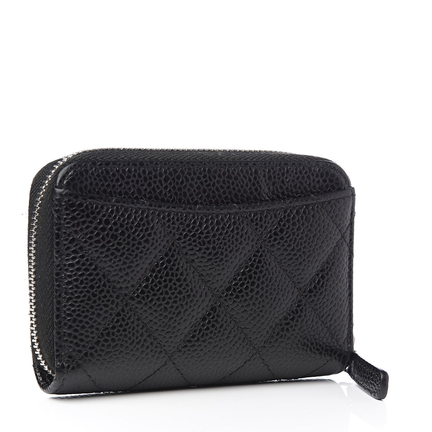 Caviar Quilted Zip Coin Purse Black