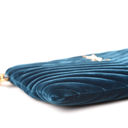Saint Laurent Velvet Matelasse Chevron Monogram A5 Wristlet Dark Ottanio 5 of 10