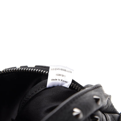 MCM Striped Visetos Studded Funky Zebra Belt Bag White Black 9 of 10