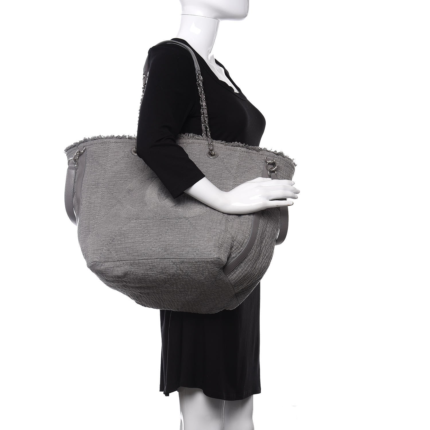 Chanel Canvas Small Double Face Tote Gray 2 of 10