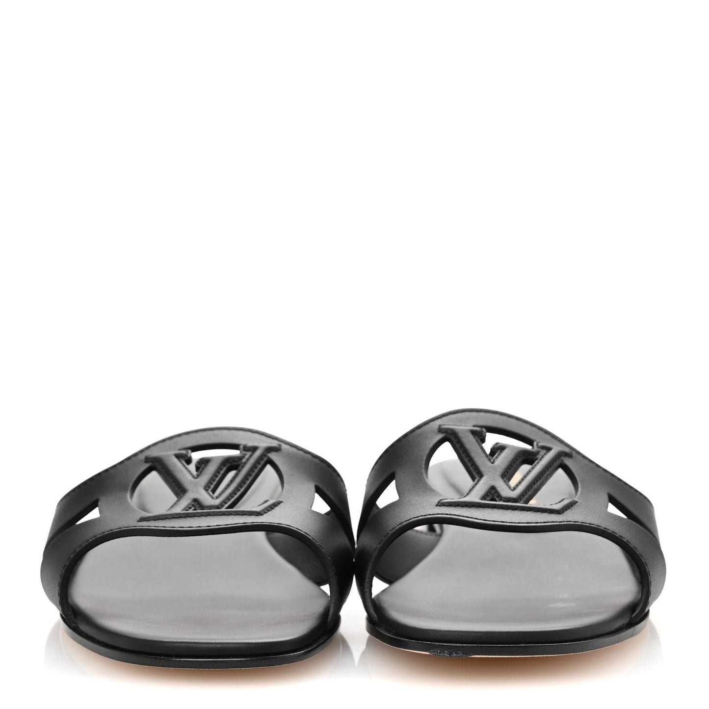 Calfskin LV Isola Flat Sandals 38 Black