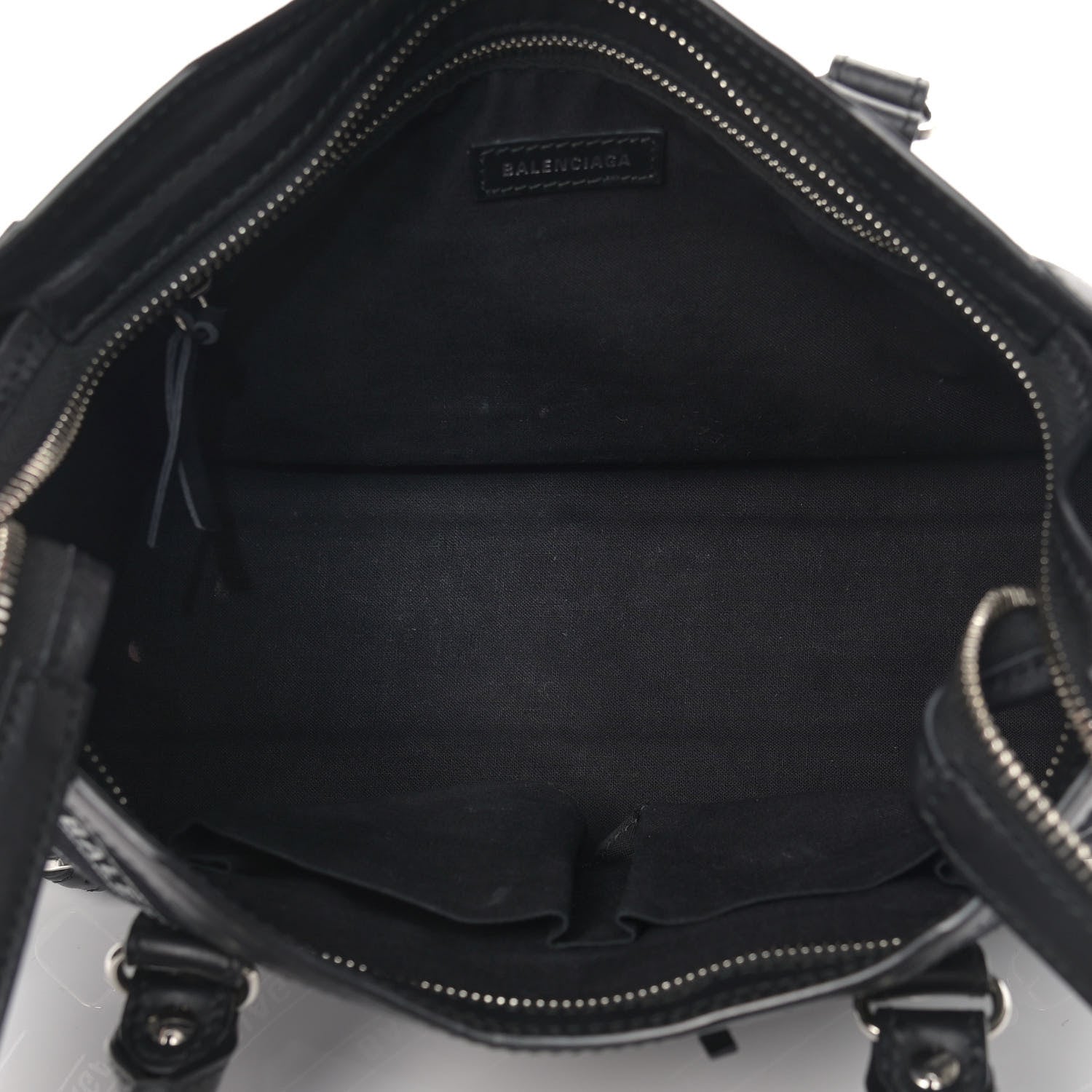 Balenciaga Canvas Satin Calfskin Diagonal Allover Logo Print Classic Silver Hardware S City Black White 5 of 11