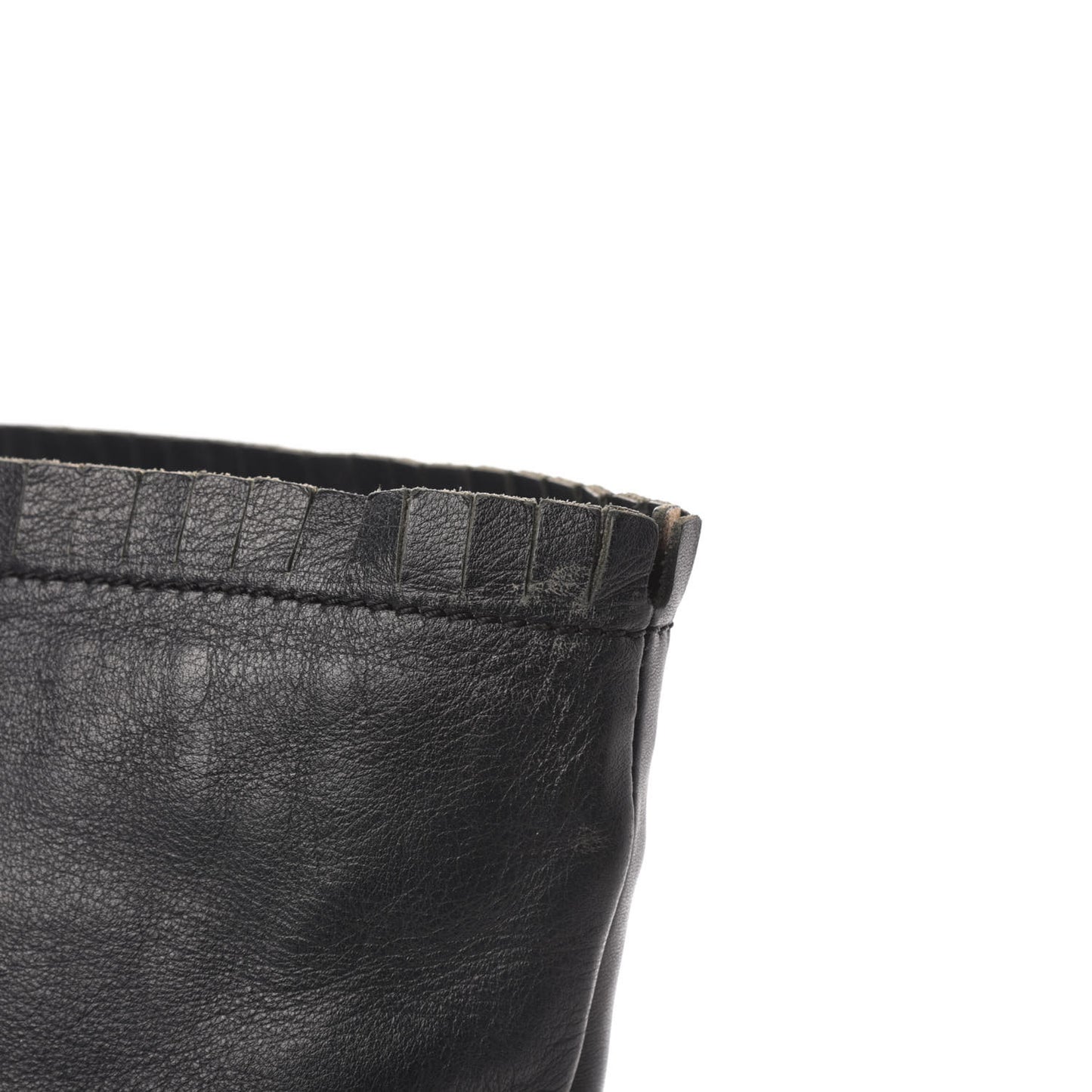 Calfskin Ruffle Roll Tote Black