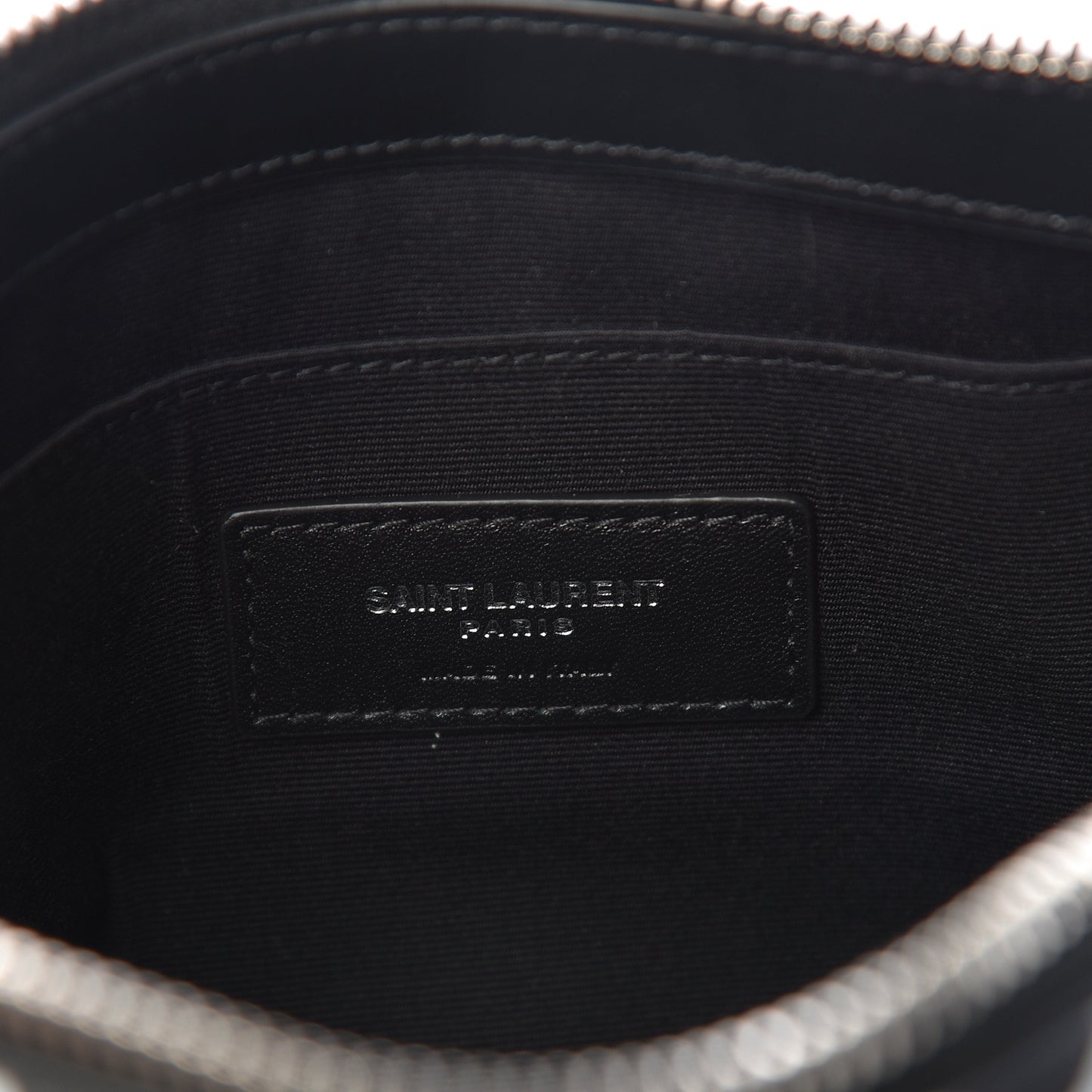 Calfskin Musical Notes Zip Pouch Black