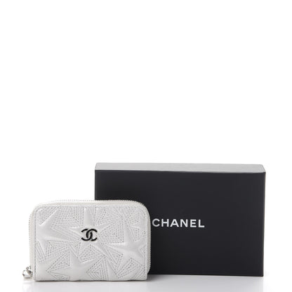 Chanel Metallic Lambskin Star Embossed Coin Purse Light Silver 8 of 8
