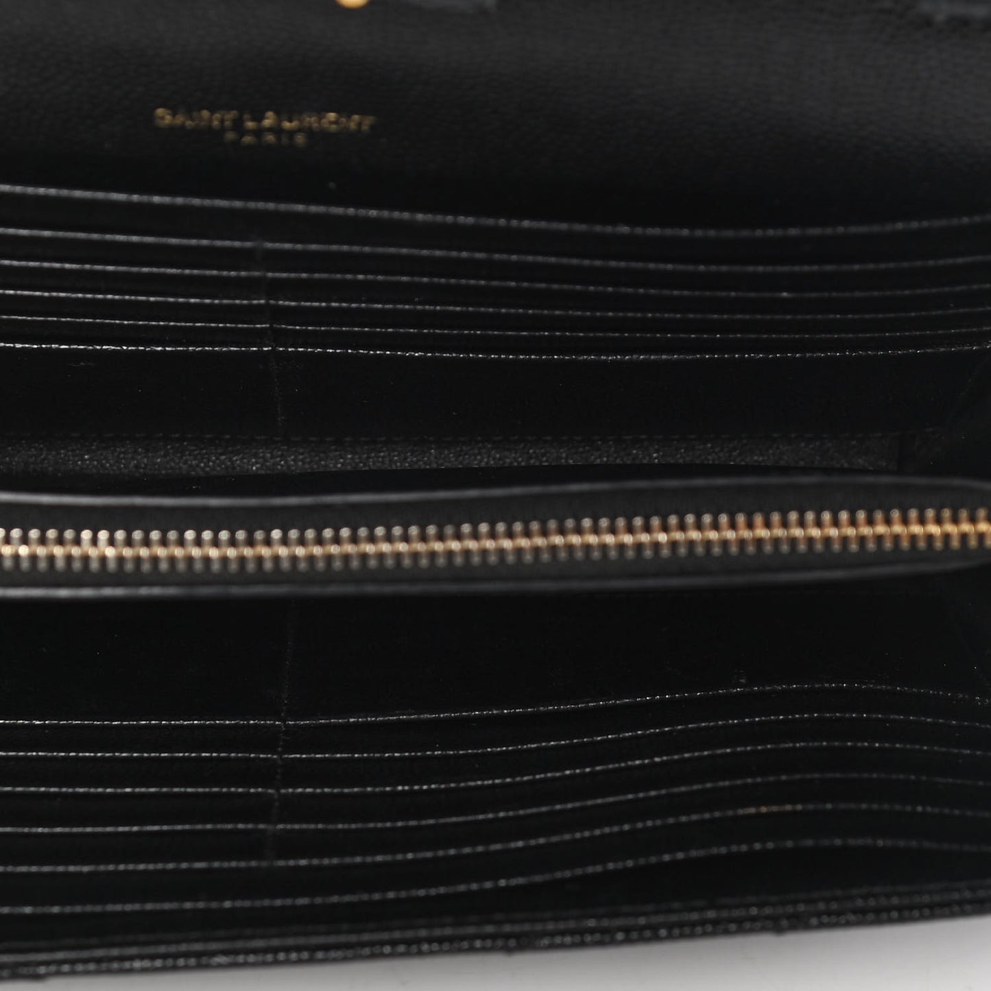 Grain De Poudre Matelasse Chevron Monogram Chain Wallet Black