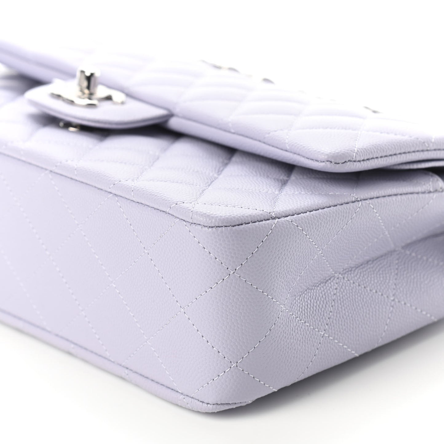 Caviar Quilted Medium Double Flap Light Purple
