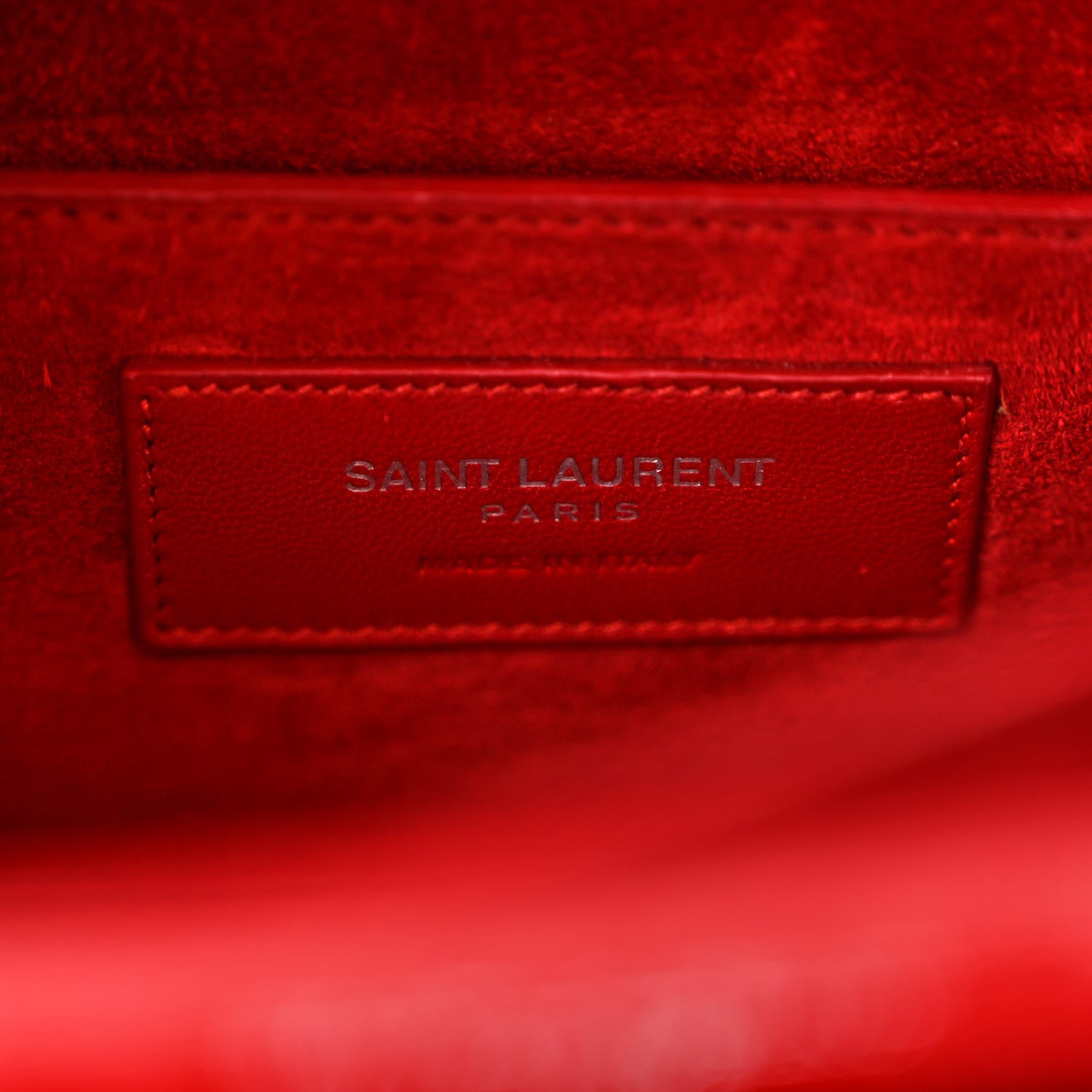 Saint Laurent Calfskin Crocodile Embossed Medium Monogram Sunset New Red 7 of 13