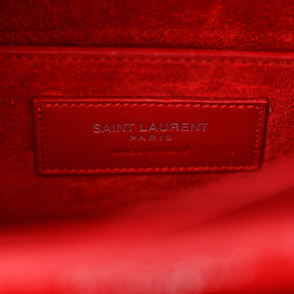 Saint Laurent Calfskin Crocodile Embossed Medium Monogram Sunset New Red 7 of 13