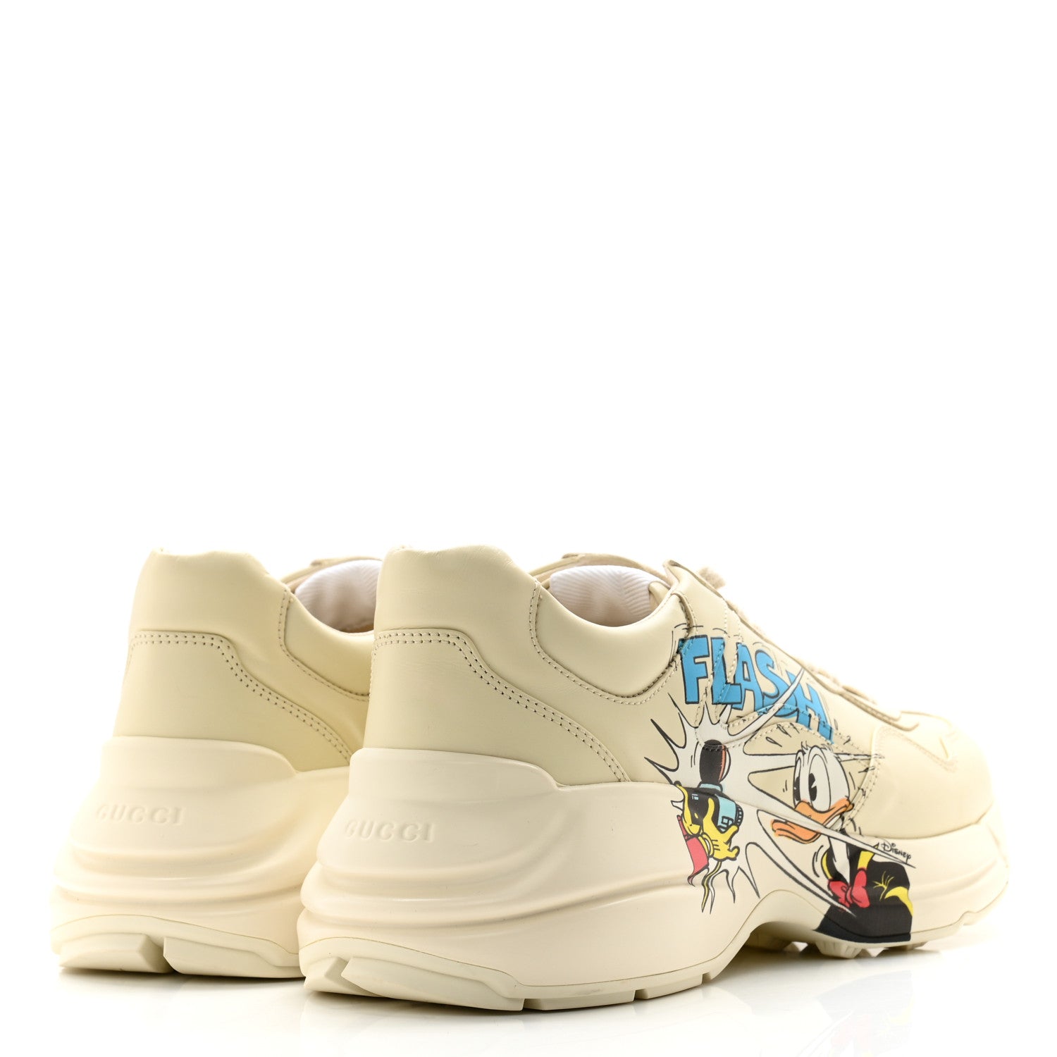 Gucci X DISNEY Calfskin Donald Duck Mens Rhyton Sneakers 6 Ivory 4 of 10