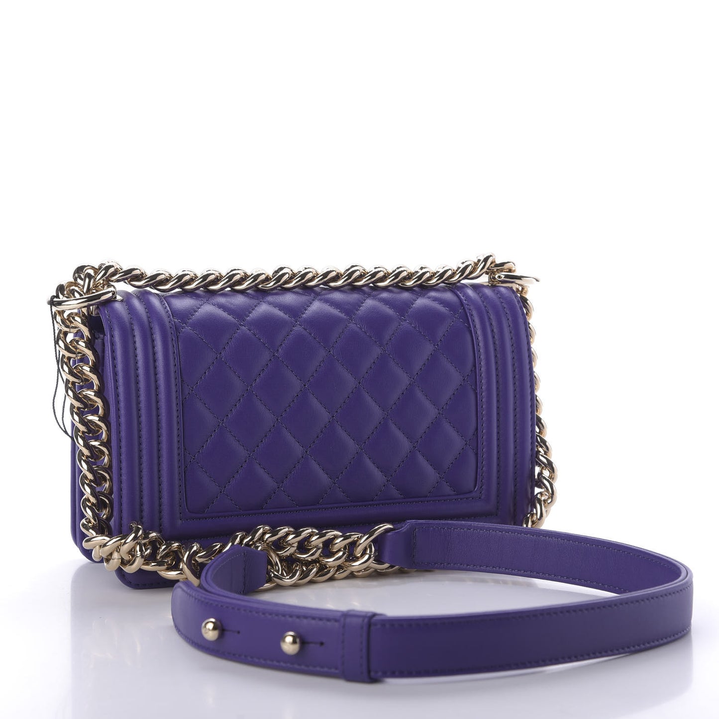 Calfskin Quilted Small Boy Flap Purple