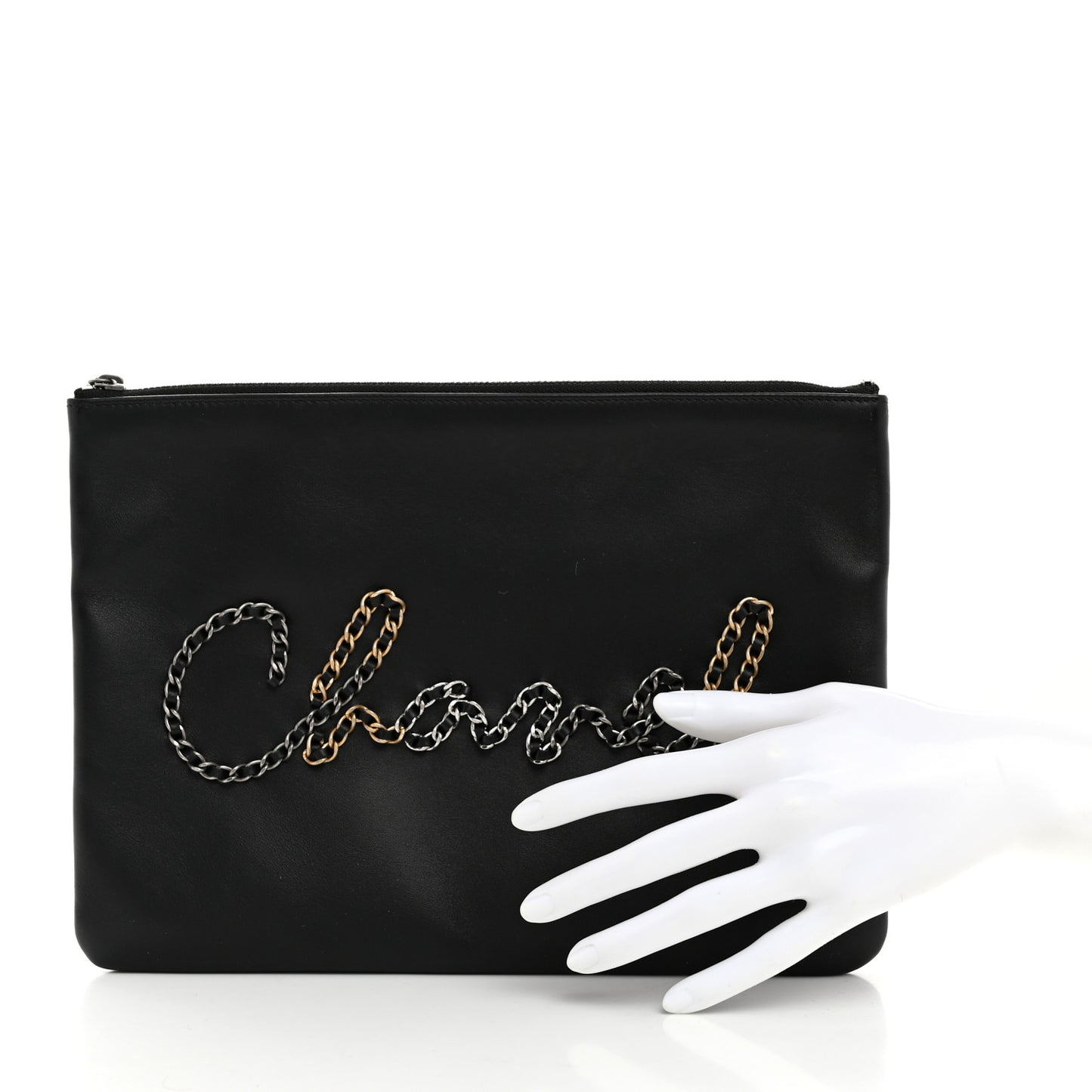 Calfskin Chain 20s Signe Medium Cosmetic Case Black