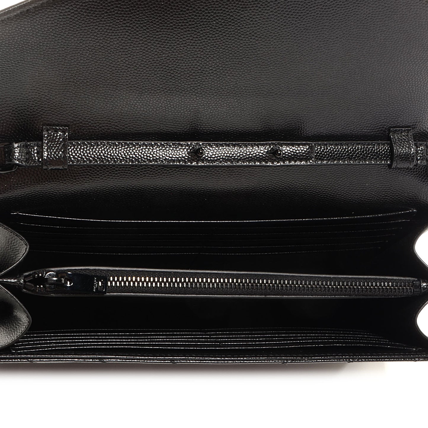 Matelasse Chevron Monogramme Chain Wallet Black
