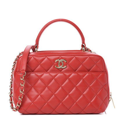Chanel Lambskin Quilted Medium Trendy CC Bowling Bag Red 1 of 12