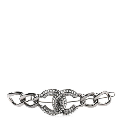 Chanel Crystal Pearl CC Hair Clip Barrette Ruthenium 1 of 4