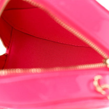 Chanel Patent Quilted Round Clutch With Chain Dark Pink 5 of 12