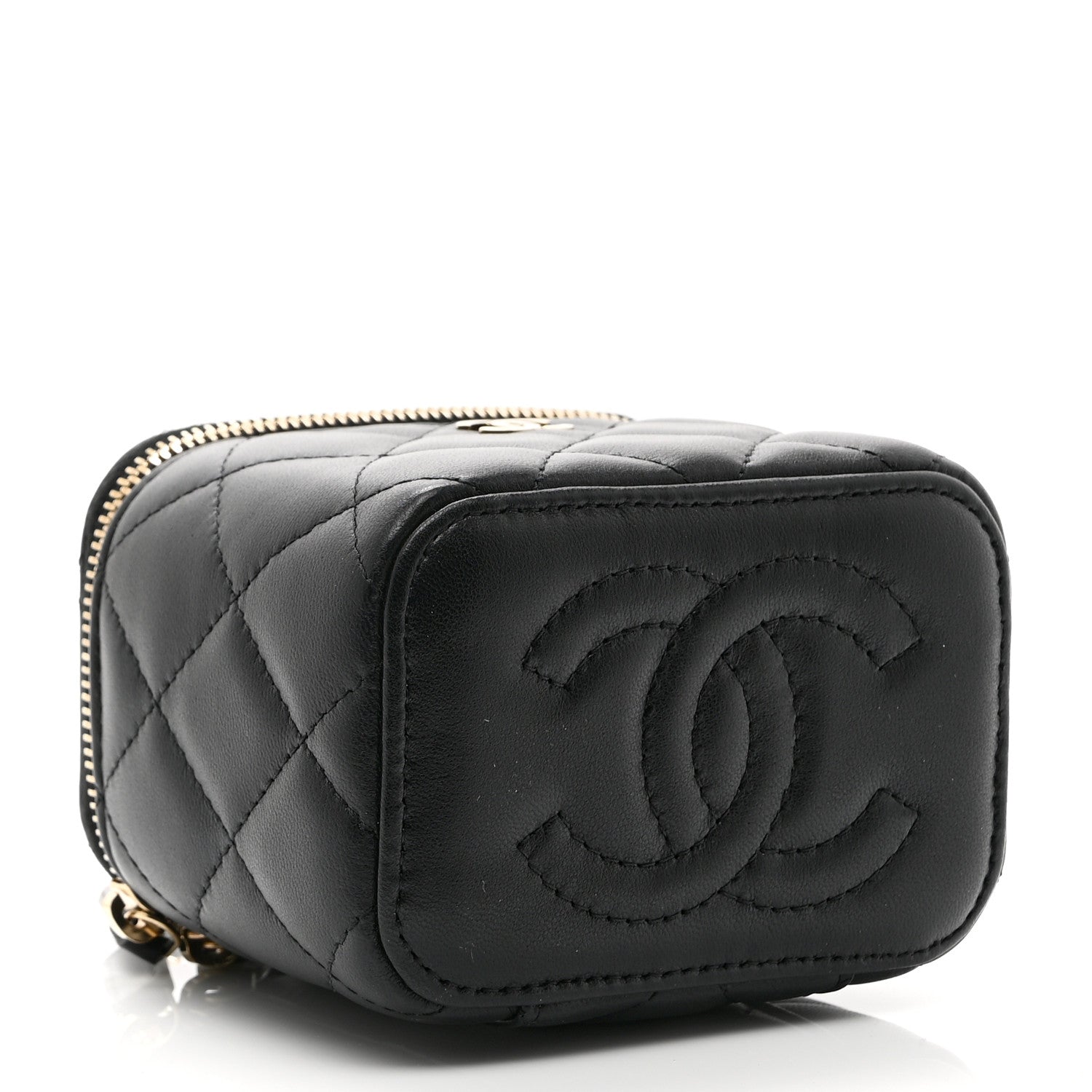 Chanel Lambskin Quilted Mini Vanity Case With Chain Black 4 of 10
