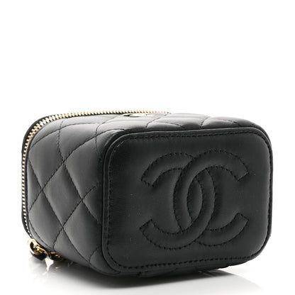 Chanel Lambskin Quilted Mini Vanity Case With Chain Black 4 of 10