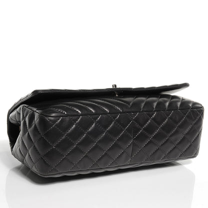 Chanel Lambskin Chevron Quilted Large Surpique Flap Dark Grey 4 of 8