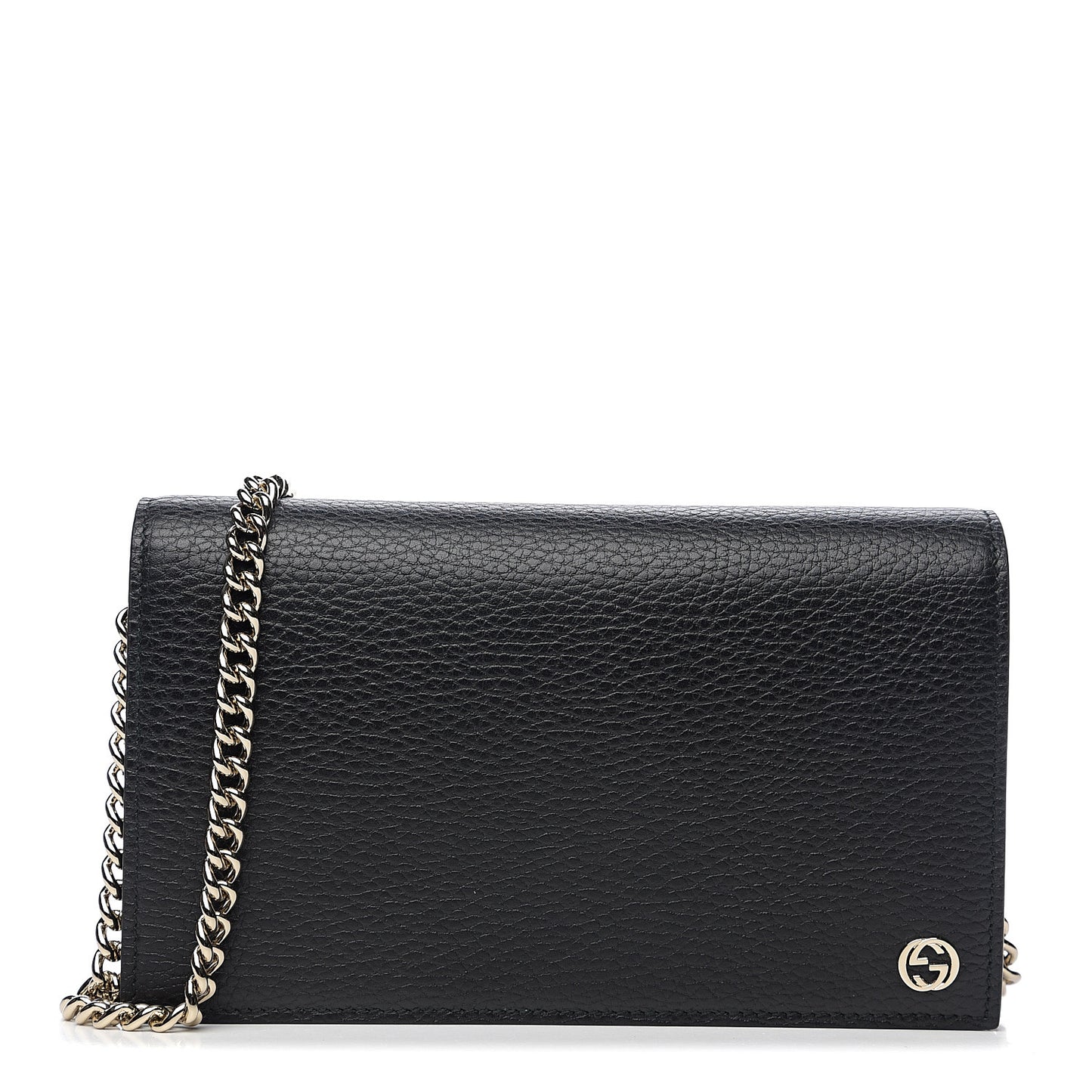 Dollar Calfskin Medium Betty Chain Wallet Black