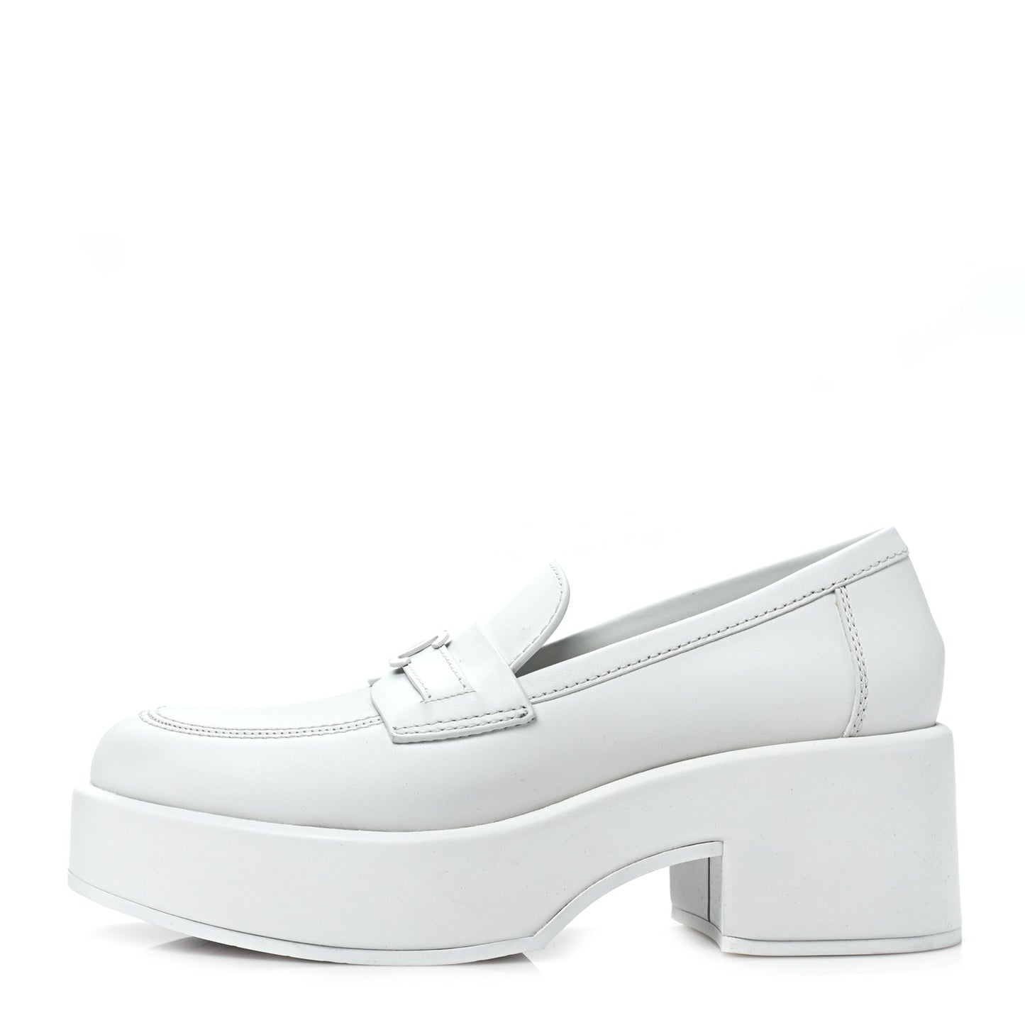 Calfskin CC Platform Loafers 37 White