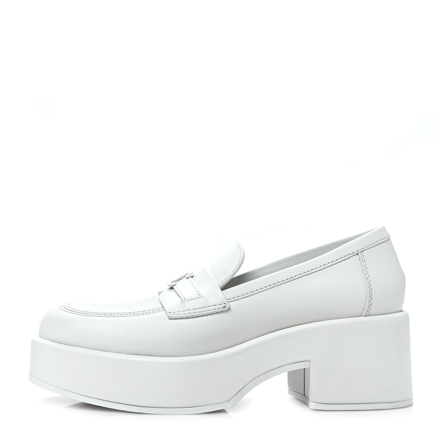 Chanel Calfskin CC Platform Loafers 37 White 1 of 8