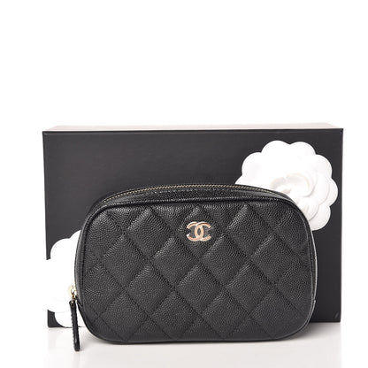 Chanel Caviar Quilted Small Curvy Pouch Cosmetic Case Black 10 of 10