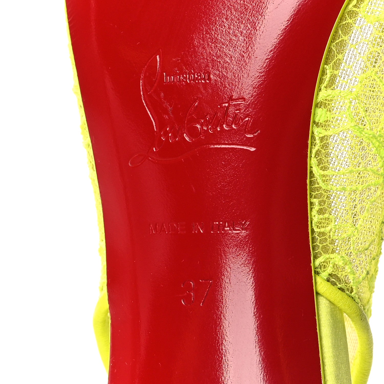 Christian Louboutin Kate Lace 85 Pumps 37 Neon Yellow 6 of 9