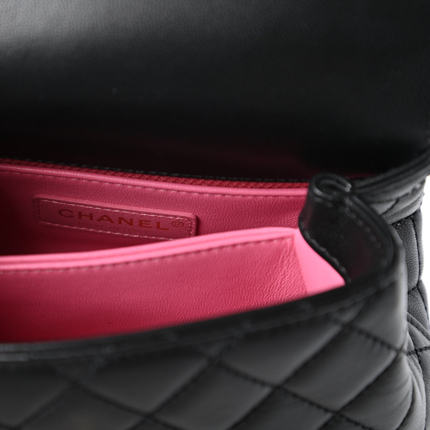 Goatskin Quilted Rainbow Extra Mini Coco Handle Flap Black