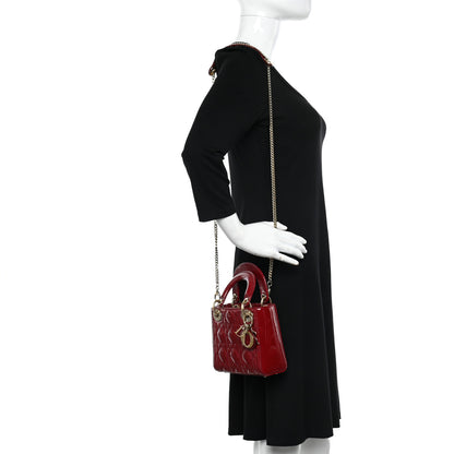 Christian Dior Patent Cannage Mini Lady Dior Red 3 of 11