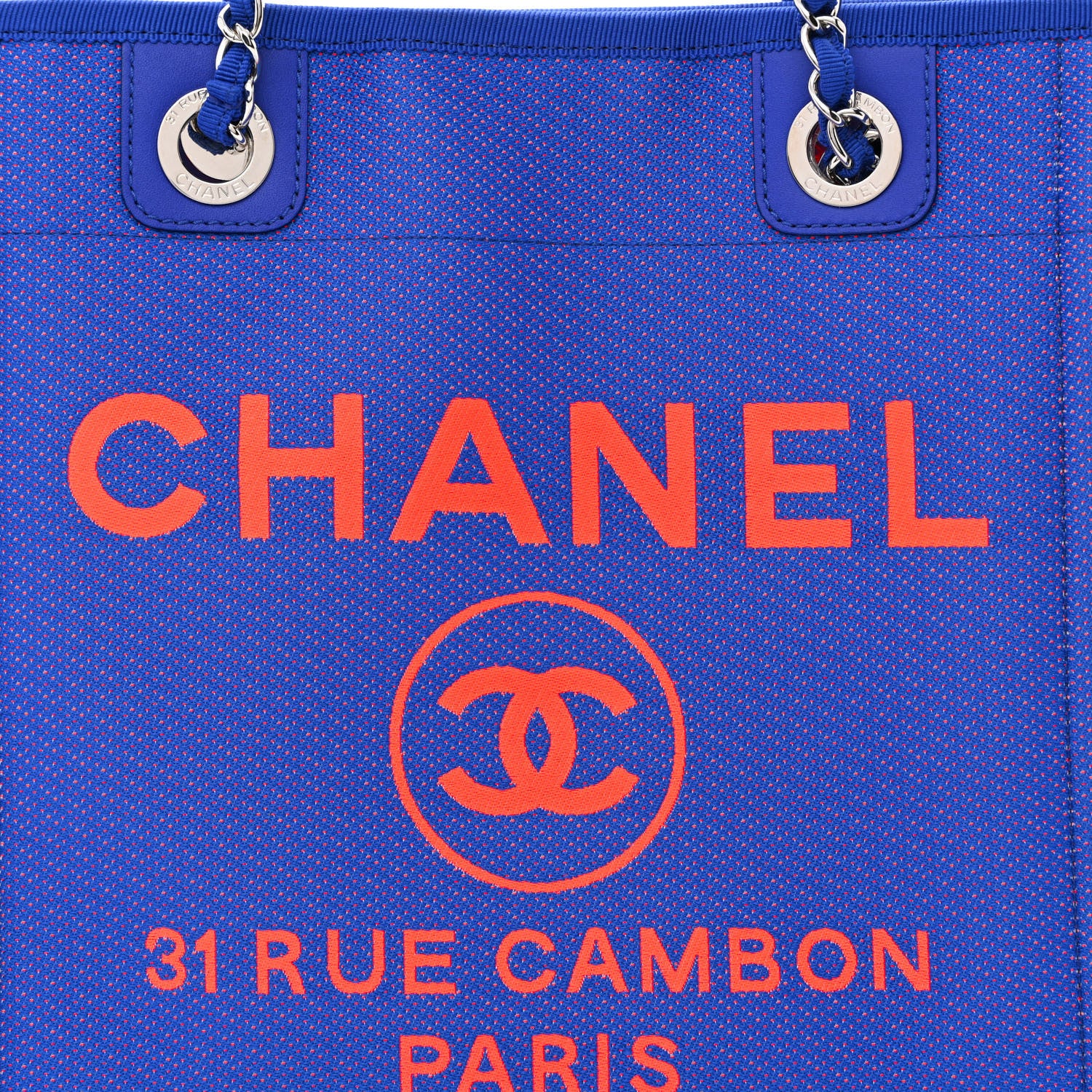 Chanel Mixed Fibers Mini Deauville Tote Blue Orange 8 of 10