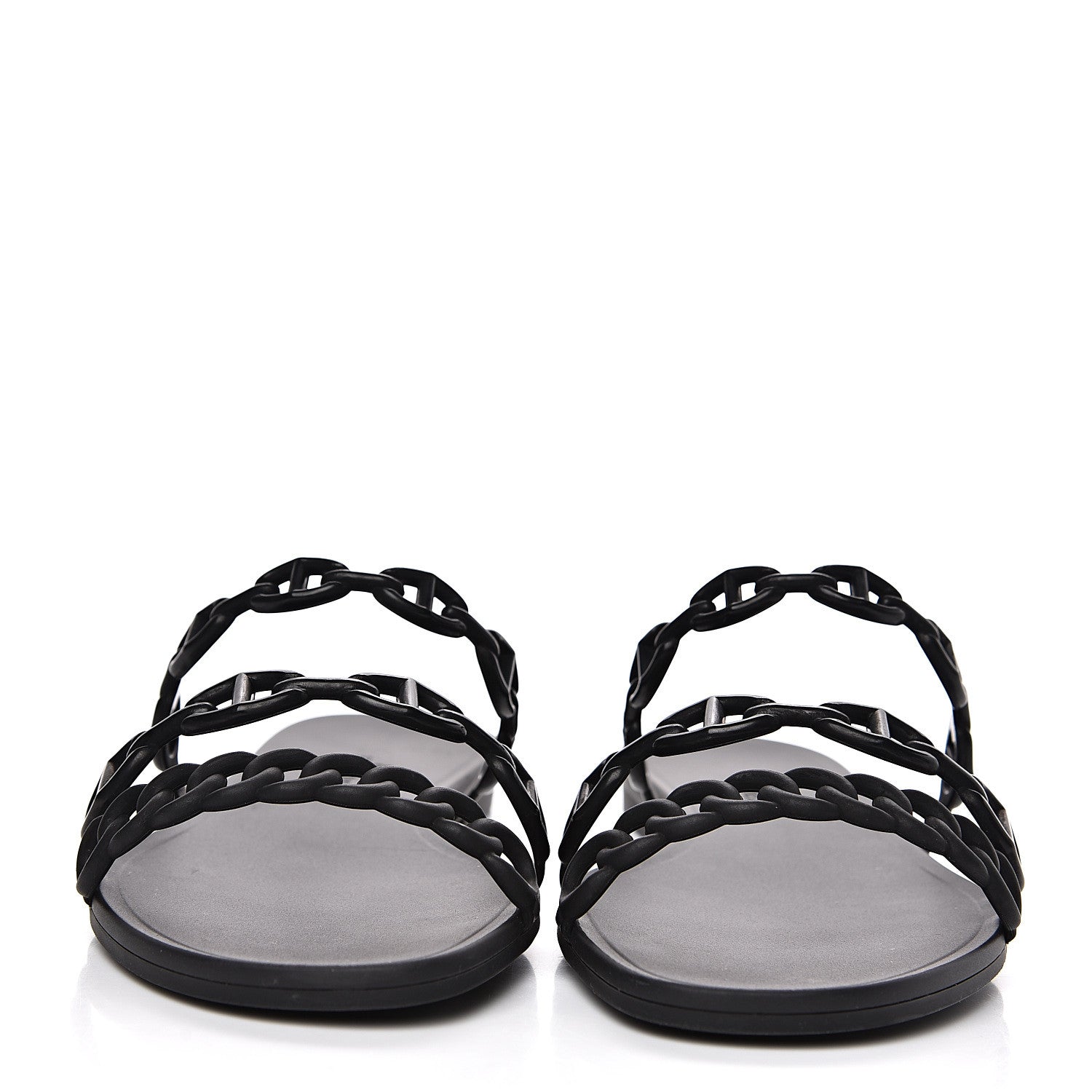 Hermes Rubber Chaine d'Ancre Rivage Sandals 37 Black 2 of 8
