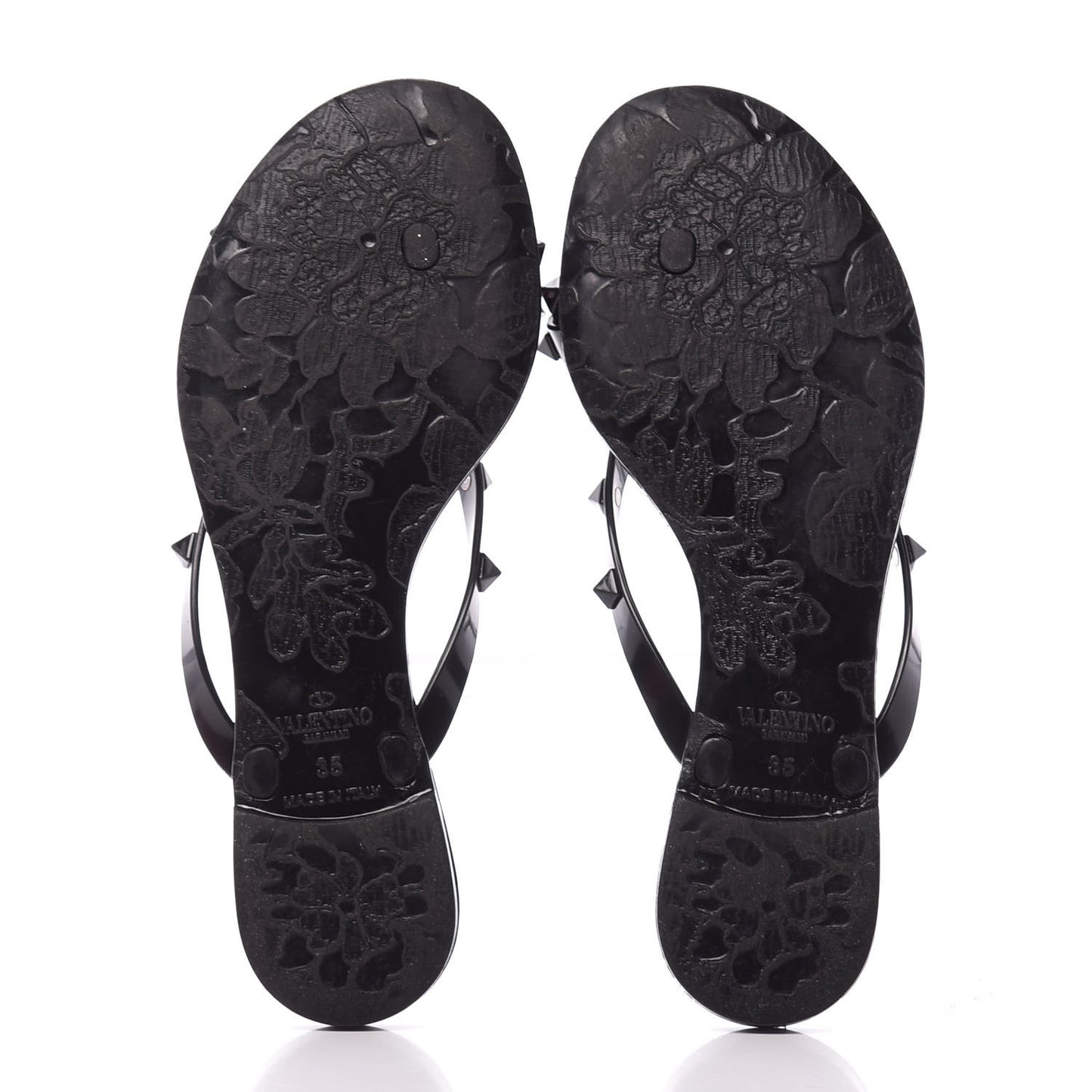 PVC Jelly Rockstud Bow Thong Sandals 35 Black