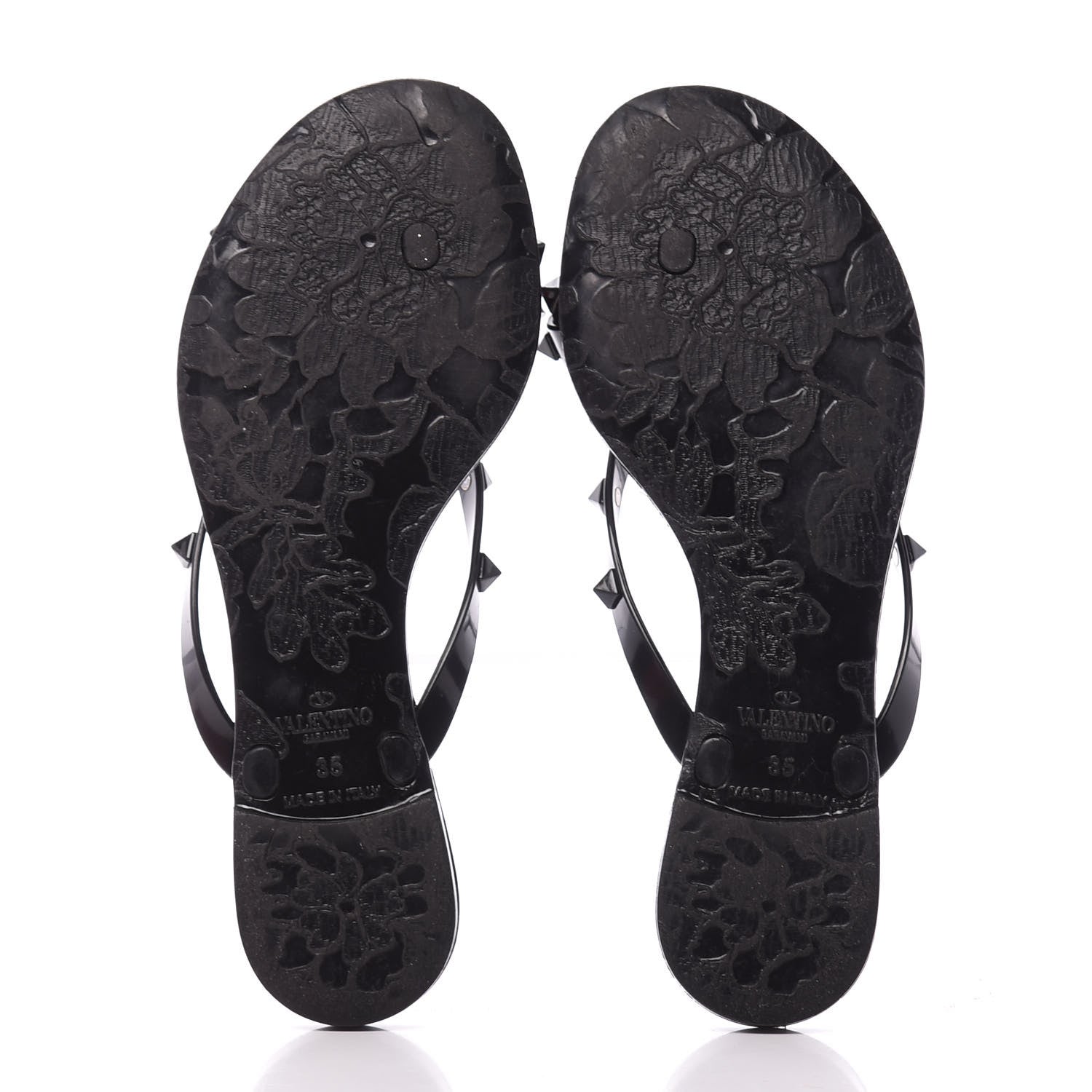 Valentino Garavani PVC Jelly Rockstud Bow Thong Sandals 35 Black 6 of 10