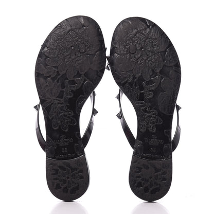 Valentino Garavani PVC Jelly Rockstud Bow Thong Sandals 35 Black 6 of 10