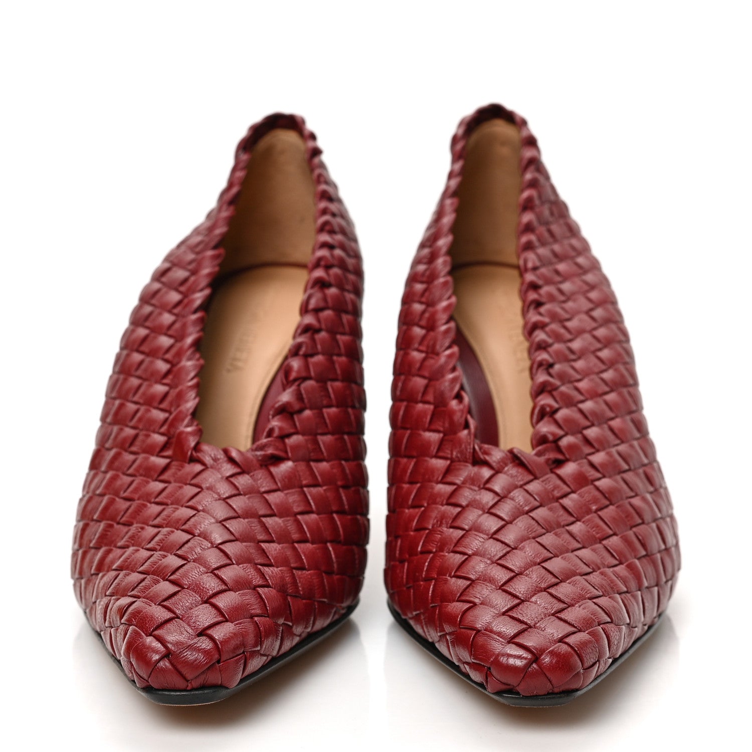 Bottega Veneta Nappa Intrecciato Almond 75mm Pumps 38 Burgundy 2 of 8
