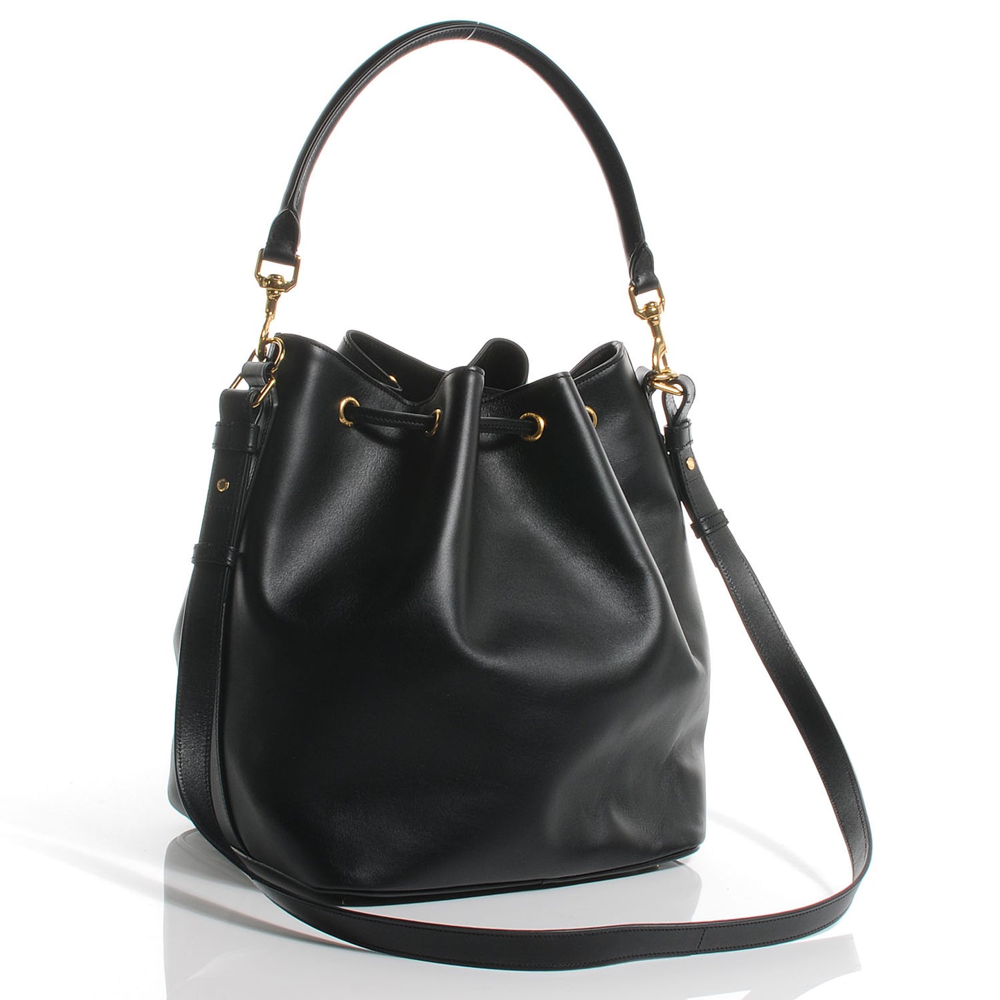 Leather Seau Bucket Bag Medium Black