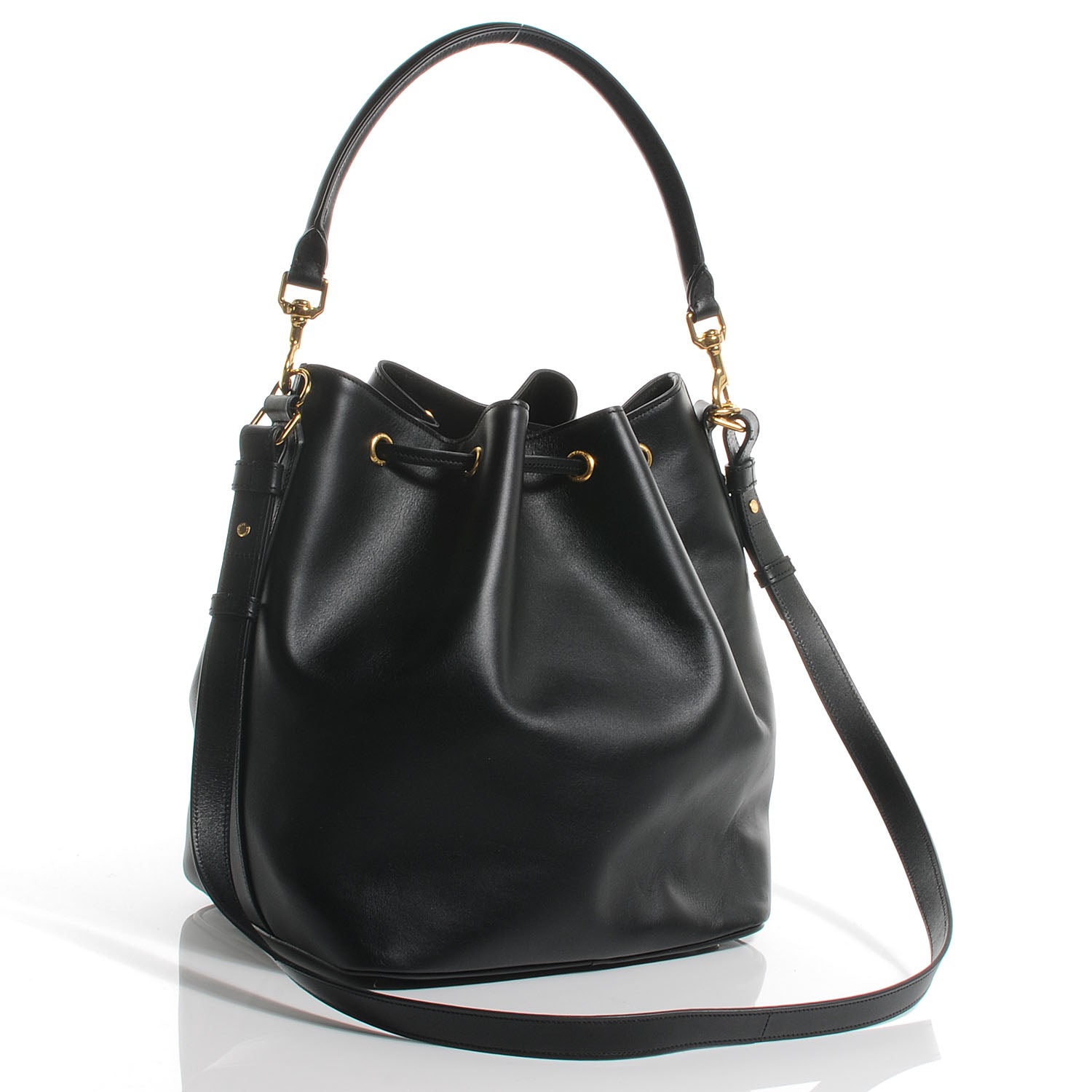 Saint Laurent Leather Seau Bucket Bag Medium Black 3 of 8