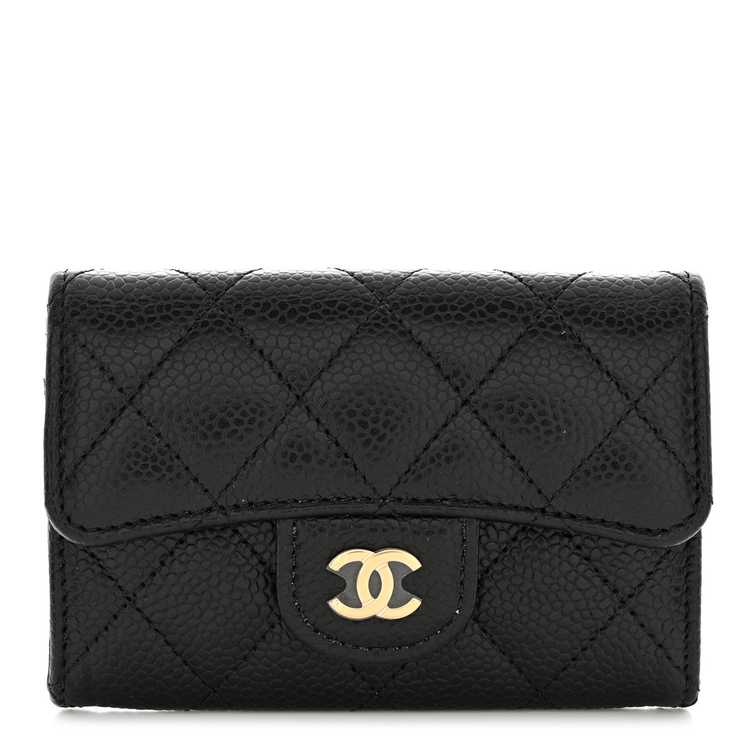 Chanel Caviar Quilted Flap Card Holder Wallet Black 1 of 10