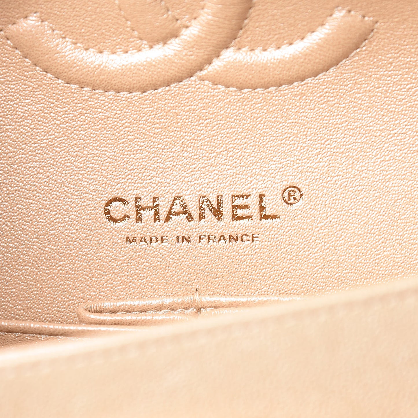 Iridescent Caviar Quilted Medium Double Flap Beige