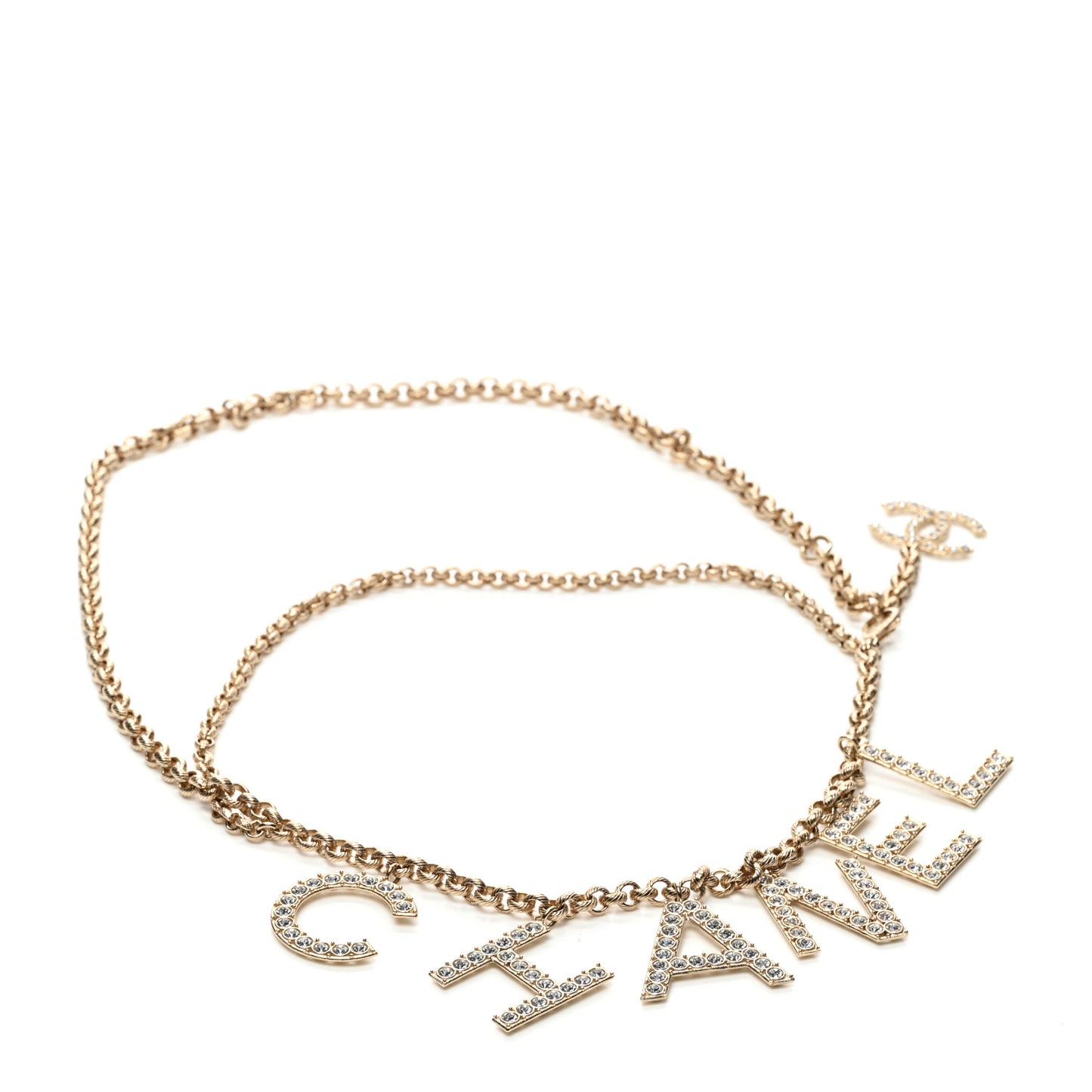 Metal Crystal 90's Icon Logo Chain Belt Gold