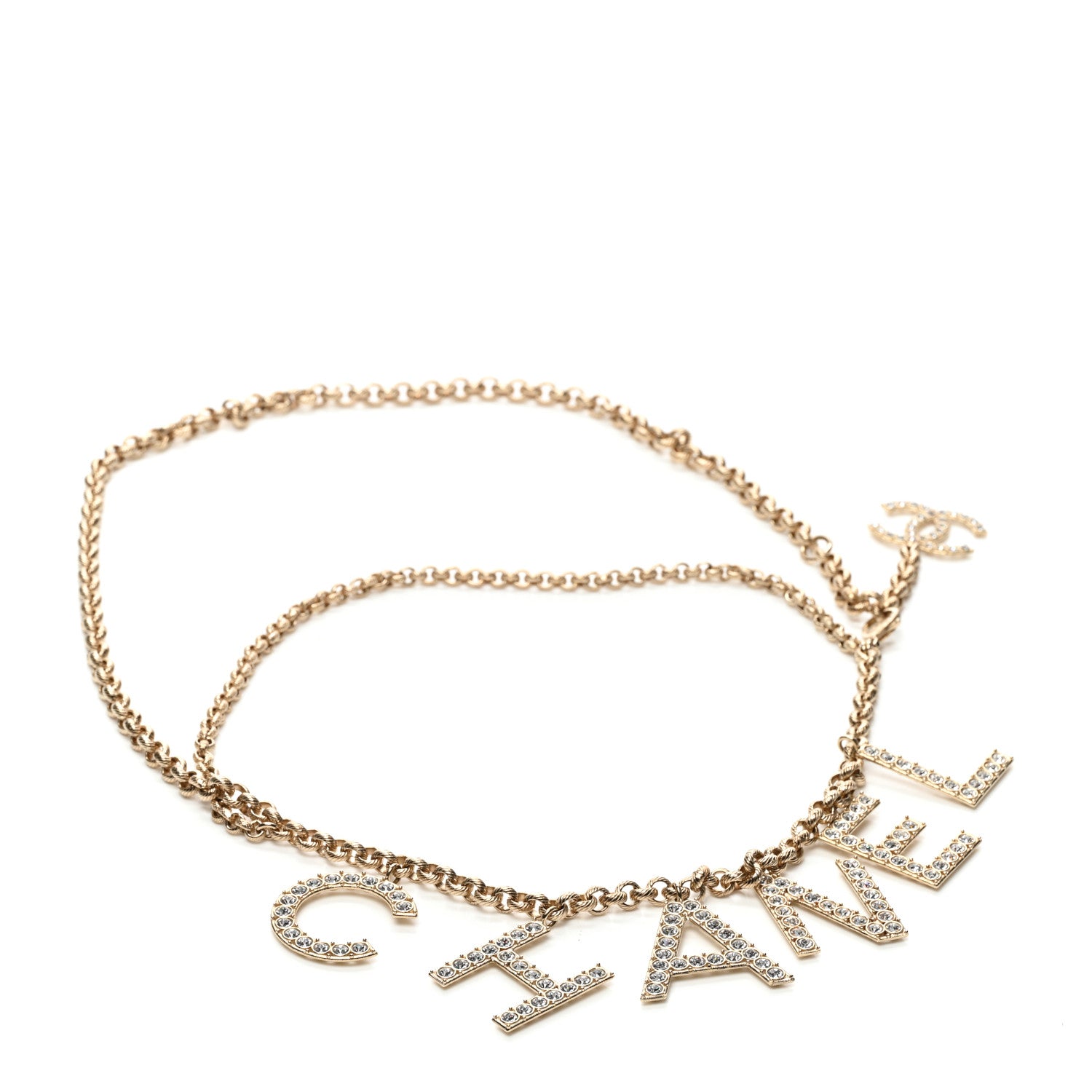 Chanel Metal Crystal 90's Icon Logo Chain Belt Gold 1 of 5
