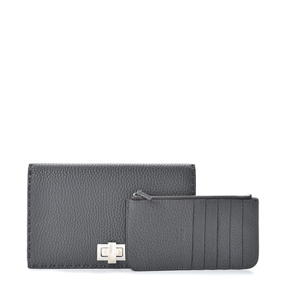 Fendi Cuoio Romano Selleria Mini Peekaboo Clutch Wallet Asfalto 3 of 11