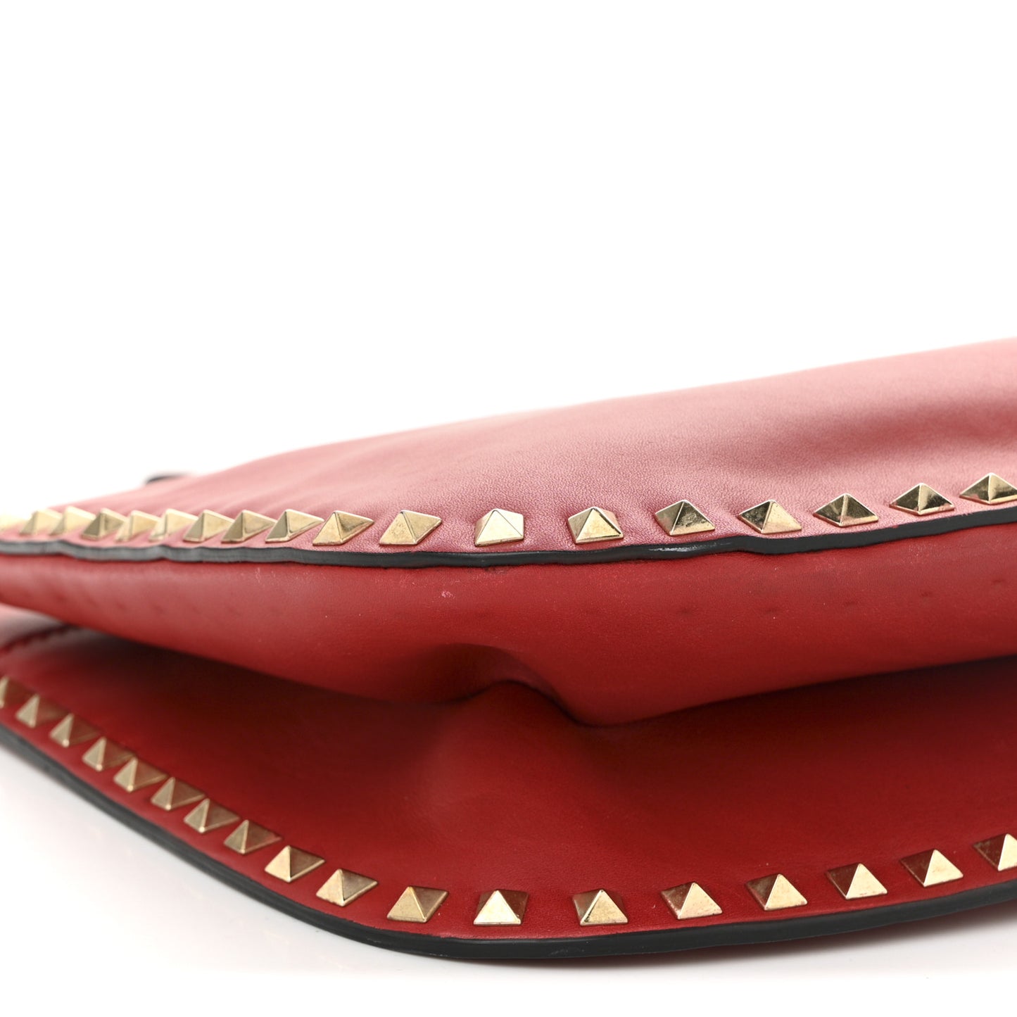 Vitello Rockstud Flip-Lock Bag Red