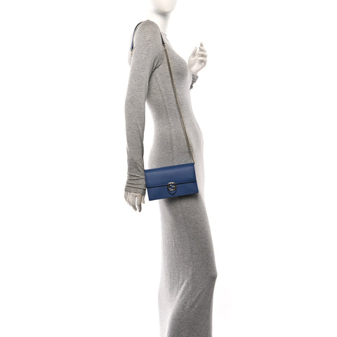 Dollar Calfskin Interlocking G Chain Wallet Caspian
