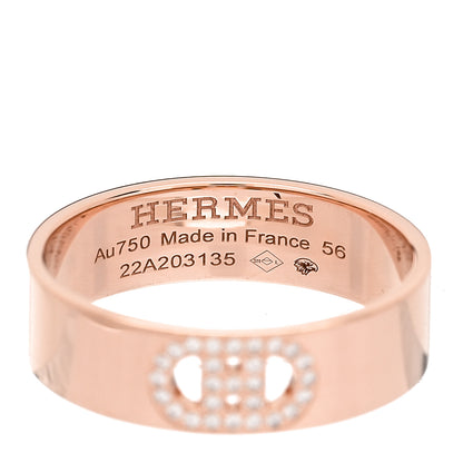 Hermes 18K Rose Gold Diamond PM H D'Ancre Ring 56 7.75 4 of 5