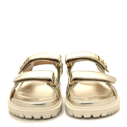 Christian Dior Laminated Crinkled Calfskin Dioract Sandals 36.5 Pale Gold 2 of 8