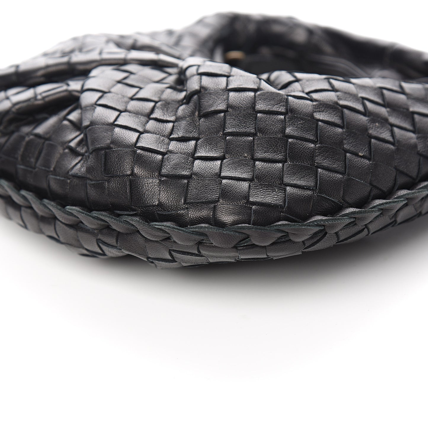 Nappa Intrecciato Pleated Mini Veneta Hobo Black