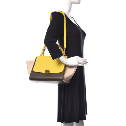Celine Elephant Calfskin Small Tri-Color Trapeze Yellow 2 of 9