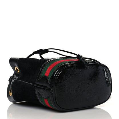 Gucci Suede Patent Web Mini Ophidia Bucket Bag Black 4 of 10